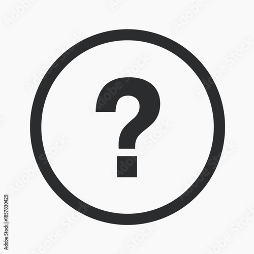 Black question mark icon on white background in minimalist style  
