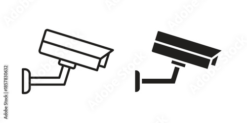 CCTV icons. doodles vector. icon set in line strokes
