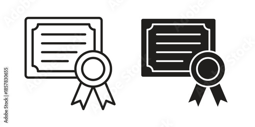 Certificate icons. doodles vector. icon set in line strokes