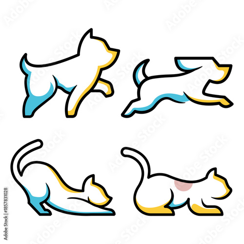 Line art Pet logo design. Suitable for vet care clinic or pet shop.