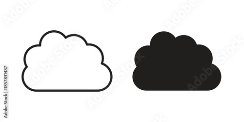 Cloud icons. doodles vector. icon set in line strokes