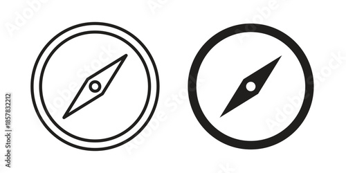 Compass icons. doodles vector. icon set in line strokes