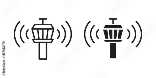 Control Tower icons. doodles vector. icon set in line strokes