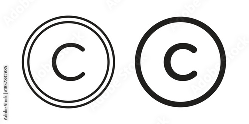 Copyright icons. doodles vector. icon set in line strokes