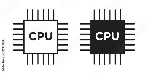 CPU icons. doodles vector. icon set in line strokes