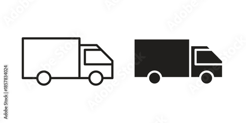 Delivery van icons. doodles vector. icon set in line strokes