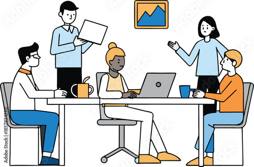 Business people working in office with computers and laptops