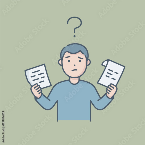 Mind Over Matter: A person contemplates complex paperwork, a visual metaphor for the weight of decisions, thoughts, and the pressure of choice.