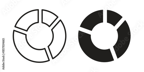 Donut chart icons. doodles vector. icon set in line strokes
