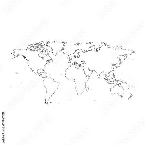 Wallpaper Mural World Map Outline Illustration Torontodigital.ca