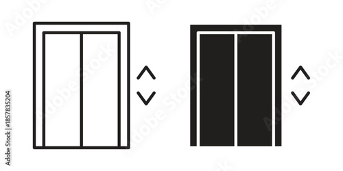 Elevator icons. doodles vector. icon set in line strokes