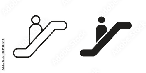 Escalator icons. doodles vector. icon set in line strokes