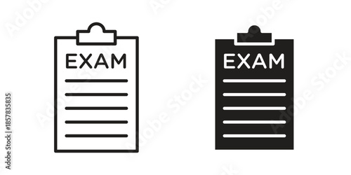 Exam icons. doodles vector. icon set in line strokes
