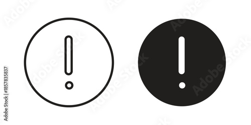 Exclamation button icons. doodles vector. icon set in line strokes