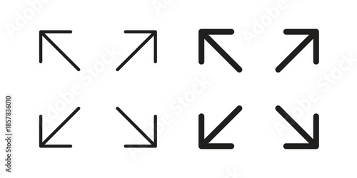 Expand icons. doodles vector. icon set in line strokes