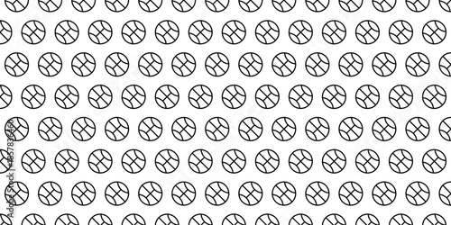 Seamless repetitive pattern of monochrome basketball icons, ideal for sports-themed designs and backgrounds