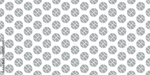 Seamless Geometric Pattern Featuring Stylized Basketball Surface Texture Within Uniform Circles, Ideal for Dynamic Athletic Designs and Digital Backgrounds