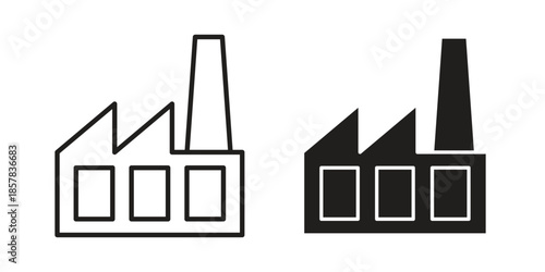 Factory icons. doodles vector. icon set in line strokes