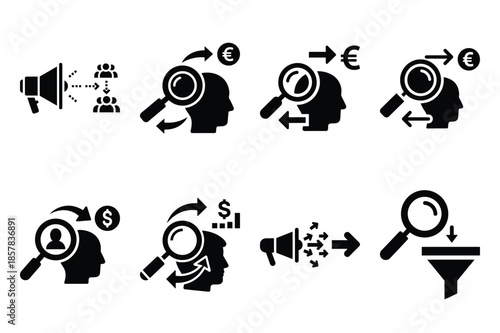 lead generation icon silhouette set