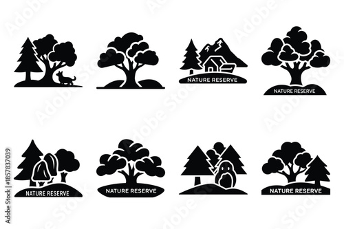 nature reserve icon silhouette set
