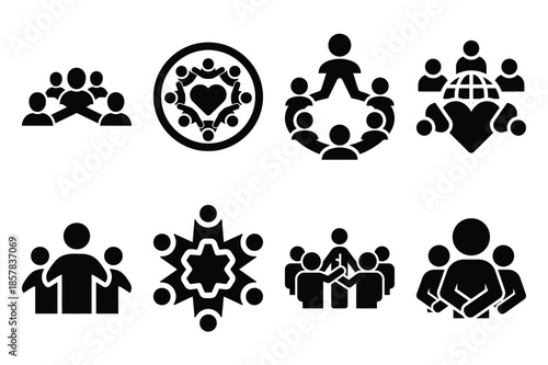 nonprofit organization icon silhouette set