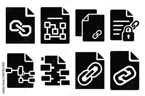 smart contract document icon silhouette set