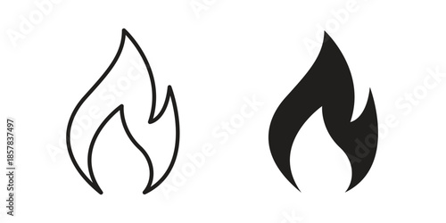 Flame icons. doodles vector. icon set in line strokes