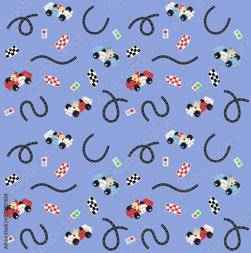 Seamless pattern formula 1 cars pijama