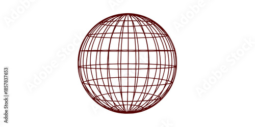Global sphere grid illustration PNG. 3D wireframe earth globe line vector design
