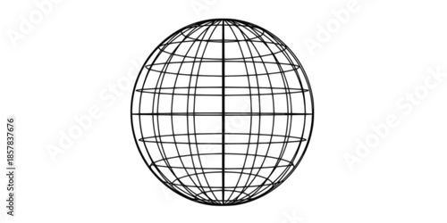 Global sphere grid illustration PNG. 3D wireframe earth globe line vector design
