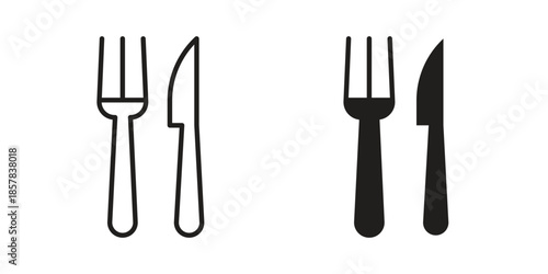 Fork and Knife icons. doodles vector. icon set in line strokes