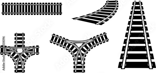 Railroad Tracks and Sleepers. Editable Vector Illustration PNG
