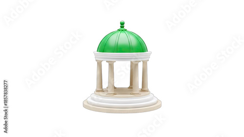 Green Dome Gazebo Isolated on White Background