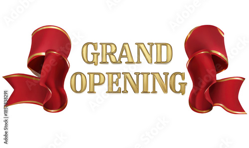 red ribbon with the golden text 