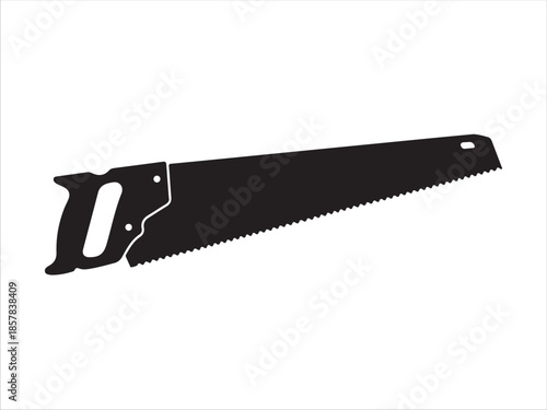 Silhouette of a Hand Saw Isolated on Transparent Background