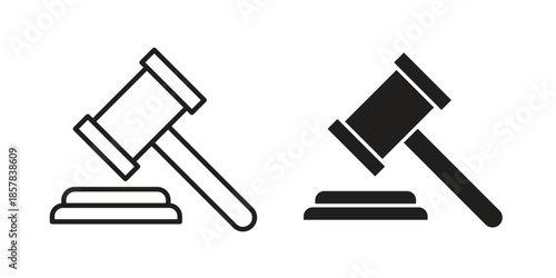 Gavel icons. doodles vector. icon set in line strokes