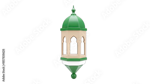 Green Lantern Ornament Isolated on White Background