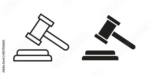 Gavel icons. doodles vector. icon set in line strokes
