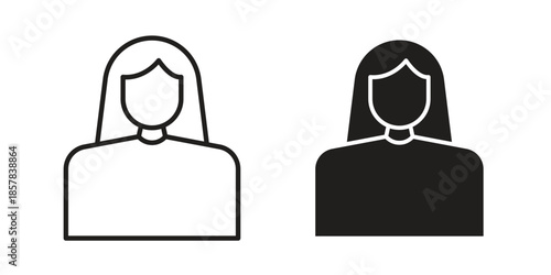 Girl icons. doodles vector. icon set in line strokes