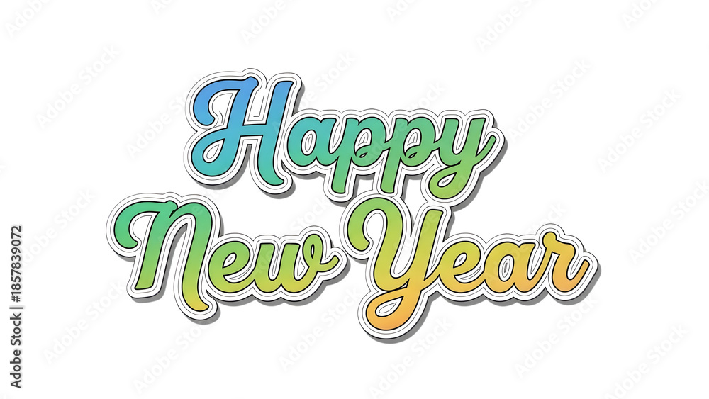 Fototapeta premium A colorful graphic design with happy new year text on a black background