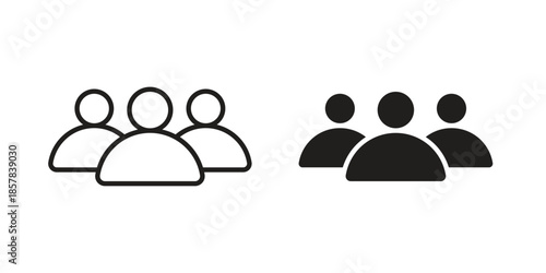 Group icons. doodles vector. icon set in line strokes