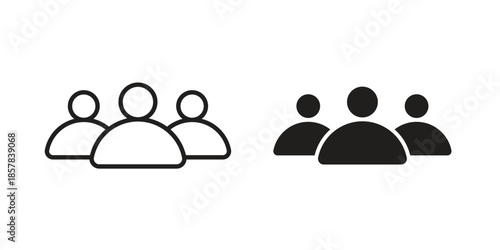 Group icons. doodles vector. icon set in line strokes