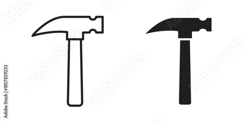 Hammer icons. doodles vector. icon set in line strokes