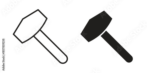Hammer icons. doodles vector. icon set in line strokes