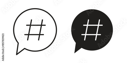 Hashtag icons. doodles vector. icon set in line strokes