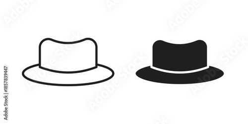 Hat icons. doodles vector. icon set in line strokes