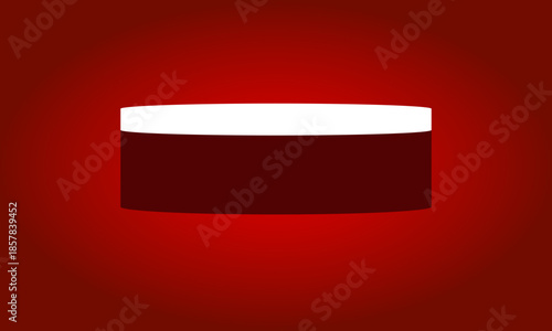 A simple geometric representation of a white and maroon rectangle with a red gradient background