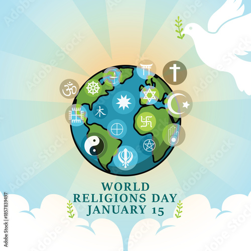World Religions Day Celebration with Global Unity Symbols