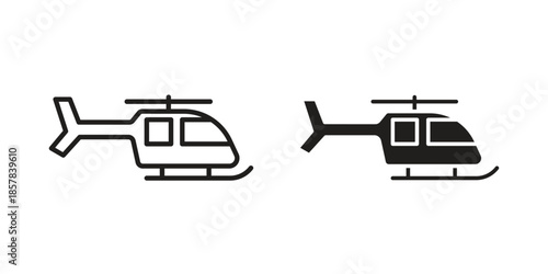 Helicopter icons. doodles vector. icon set in line strokes