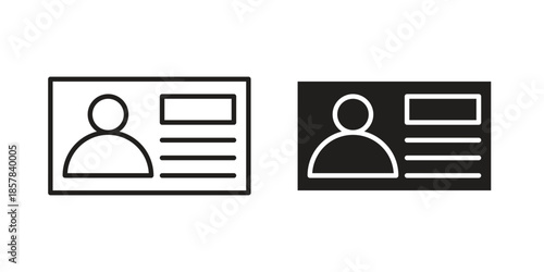 Identity card icons. doodles vector. icon set in line strokes